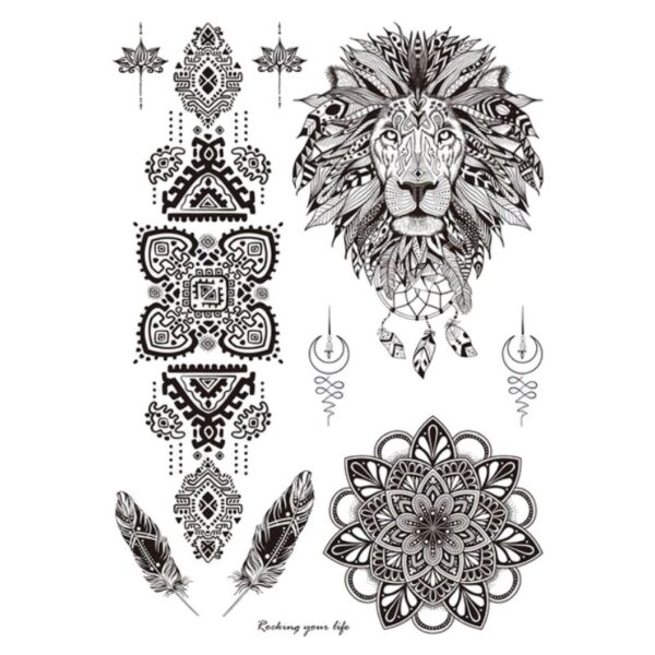 Mandala lion tatouage temporaire maroc