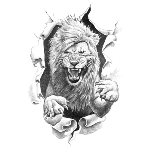 tatouage temporaire lion