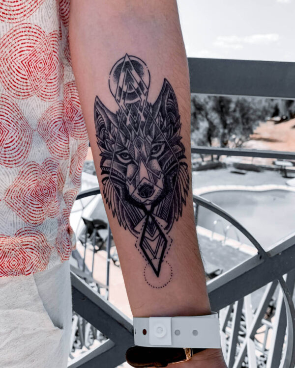 Tatouage Temporaire, semi-permanent wolf, loup