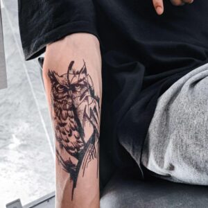 Tatouage bandes temporaire semi-permanent hibou, owl maroc