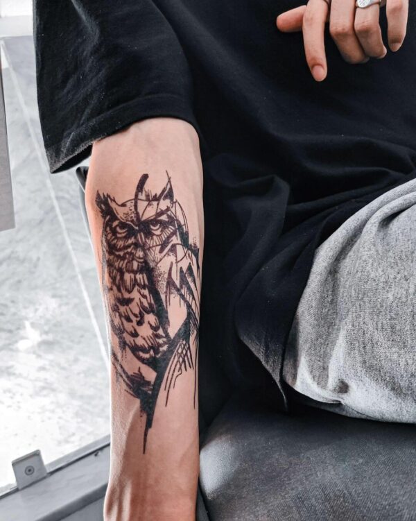 Tatouage bandes temporaire semi-permanent hibou, owl maroc