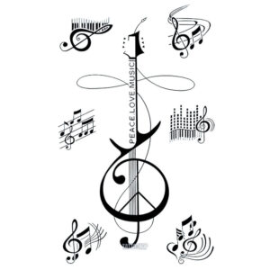 Tatouage Temporaire, semi-permanent Maroc guitare, musique