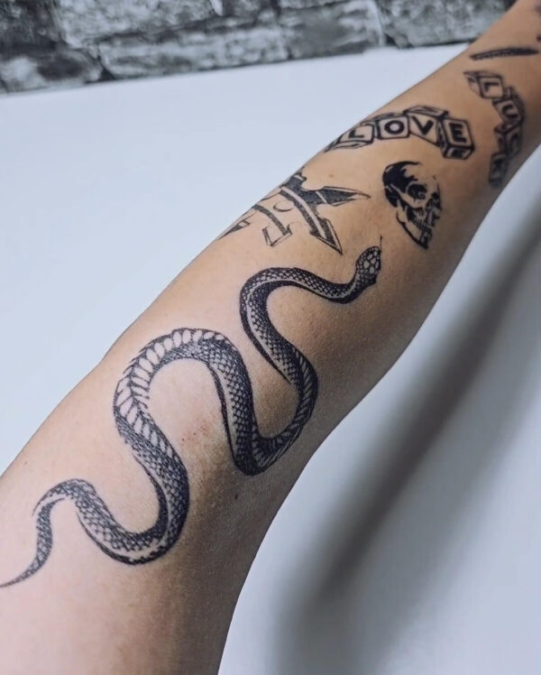 Tatouage temporaire semi-permanent tattoo snake, skull, warrior, love, maroc