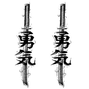 Tatouage temporaire semi-permanent tattoo samurai, épée, sword, maroc, chinois