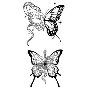 Tatouage temporaire semi-permanent tattoo snake, serpent, papillon, butterfly, maroc
