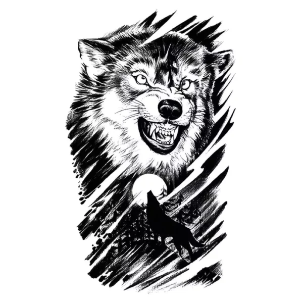 wolfs call tattoozap tatouage tattoo semi-permanent maroc loup