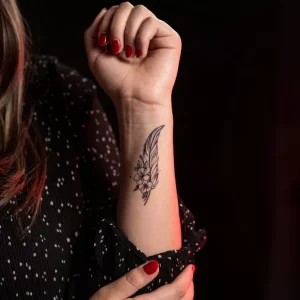 Floral breeeze feather tattoozap tattoo maroc