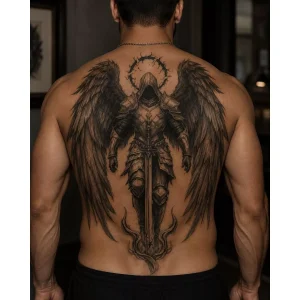dark guardian tattoozap back tattoo men